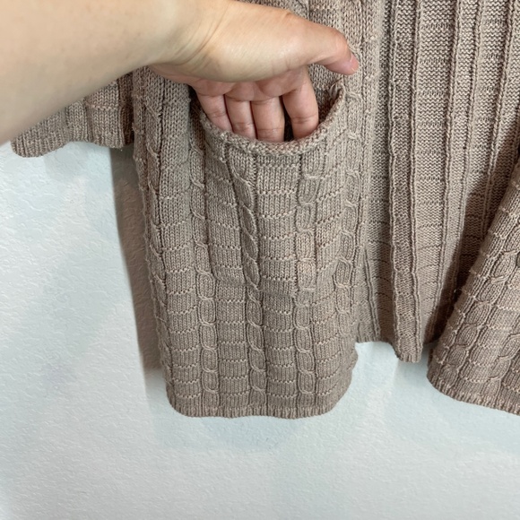 Leo & Nicole Knit Open Cardigan Women's XL Tan Long Line Angora Blend Pockets - Picture 3 of 9